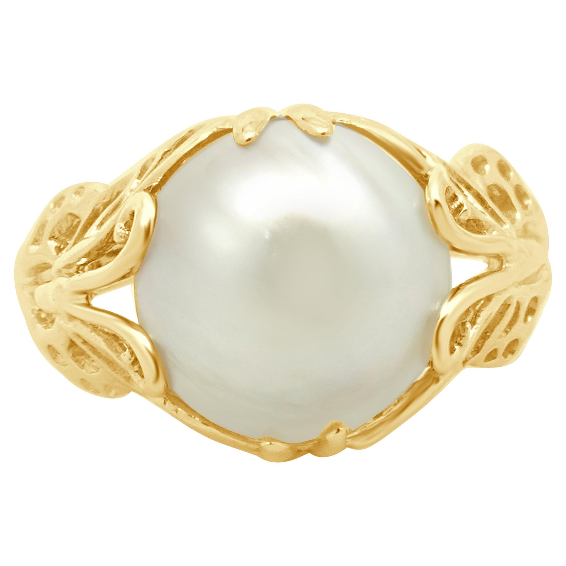 Anillo Mariposa Perla Oro Amarillo 14 Kilates