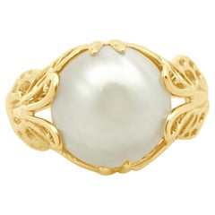 Anillo Mariposa Perla Oro Amarillo 14 Kilates