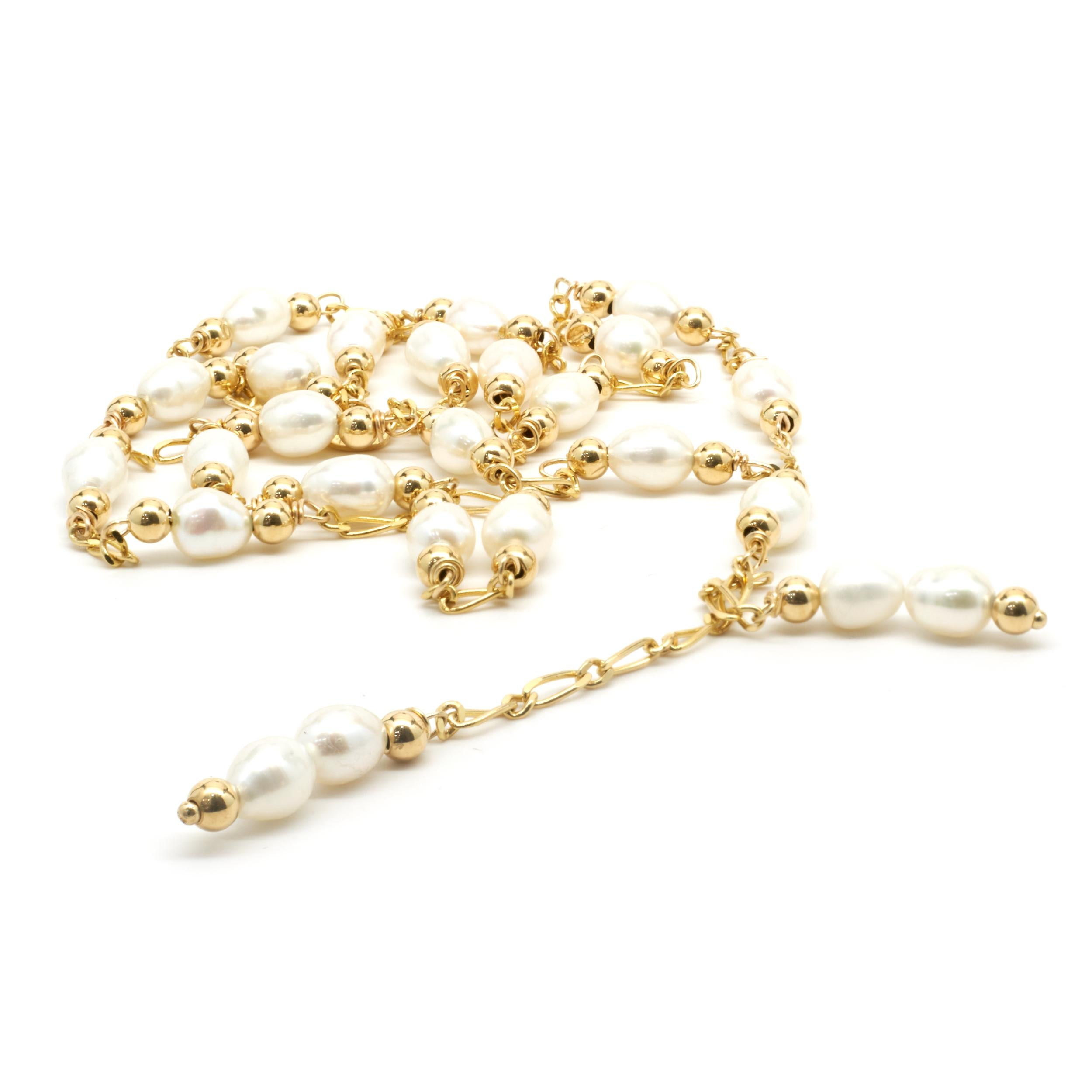 gold pearl lariat necklace