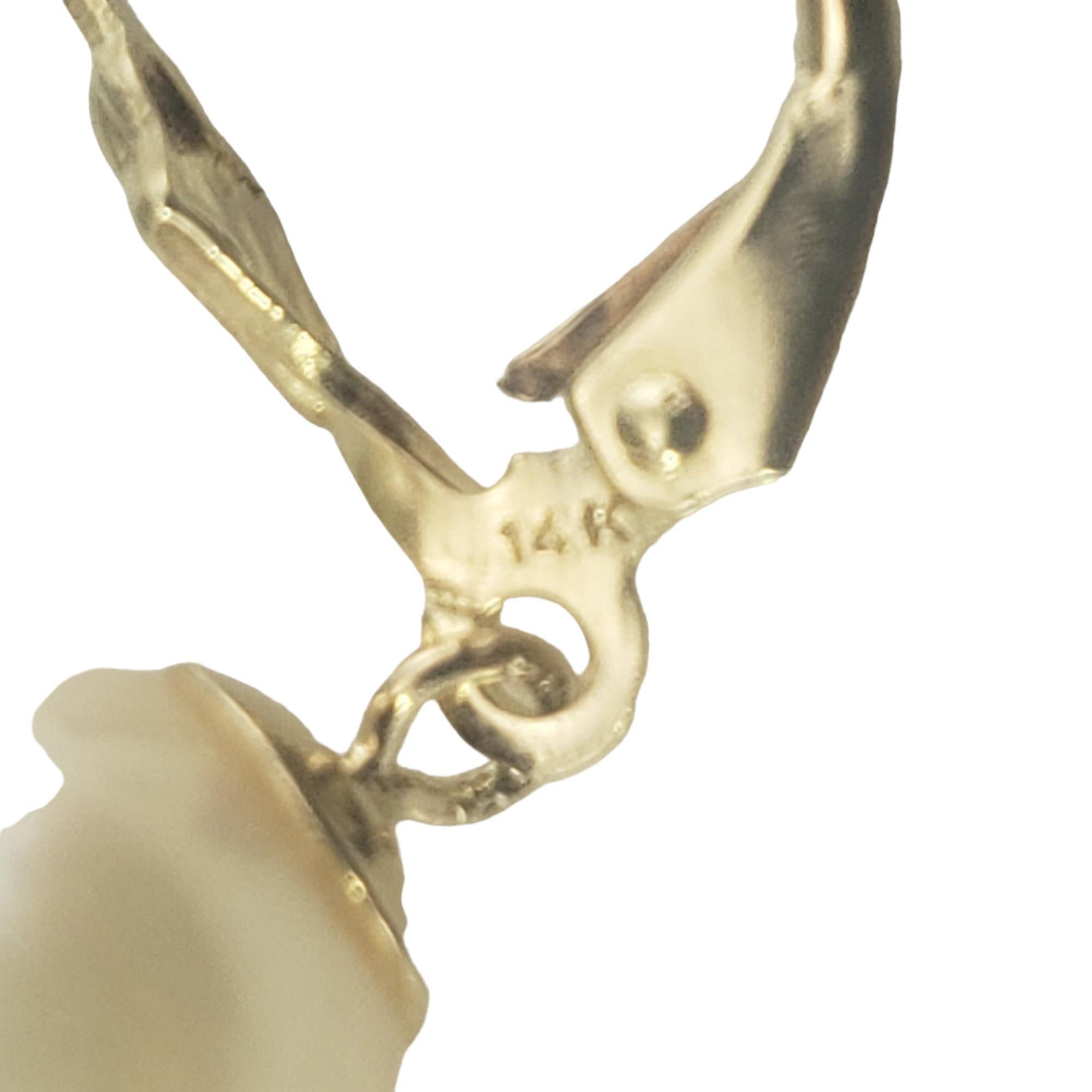 Women's 14 Karat Yellow Gold Pearl Dangle Earrings #16766