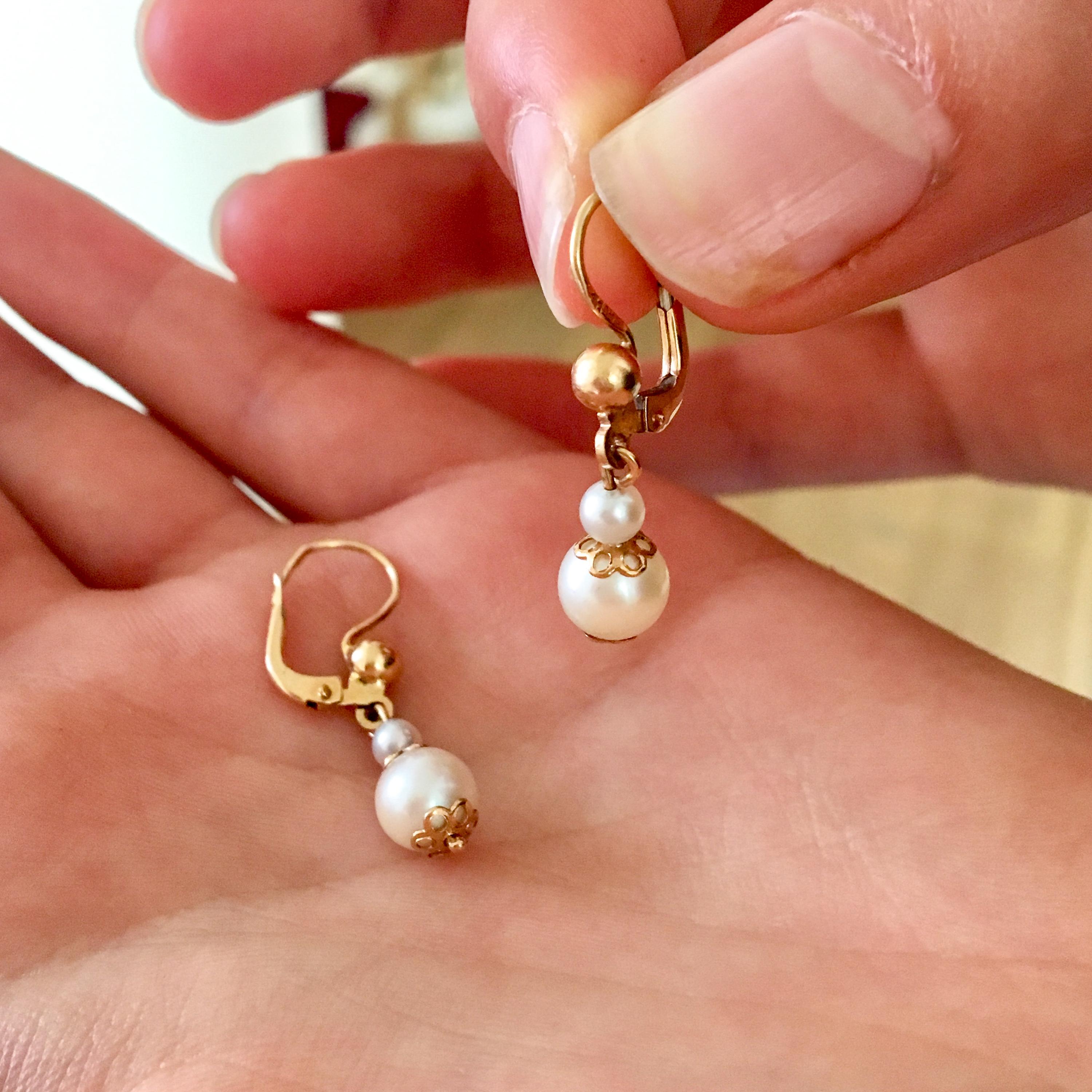 14k gold pearl drop earrings