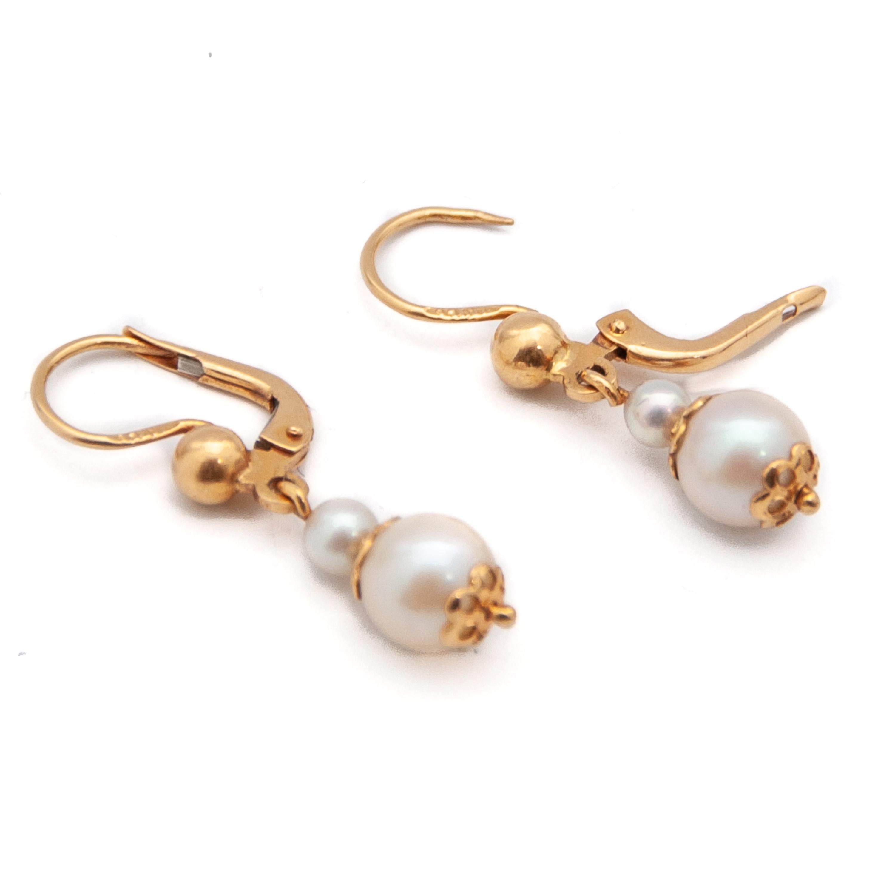 Women's 14 Karat Gold Pearl Drop Earrings