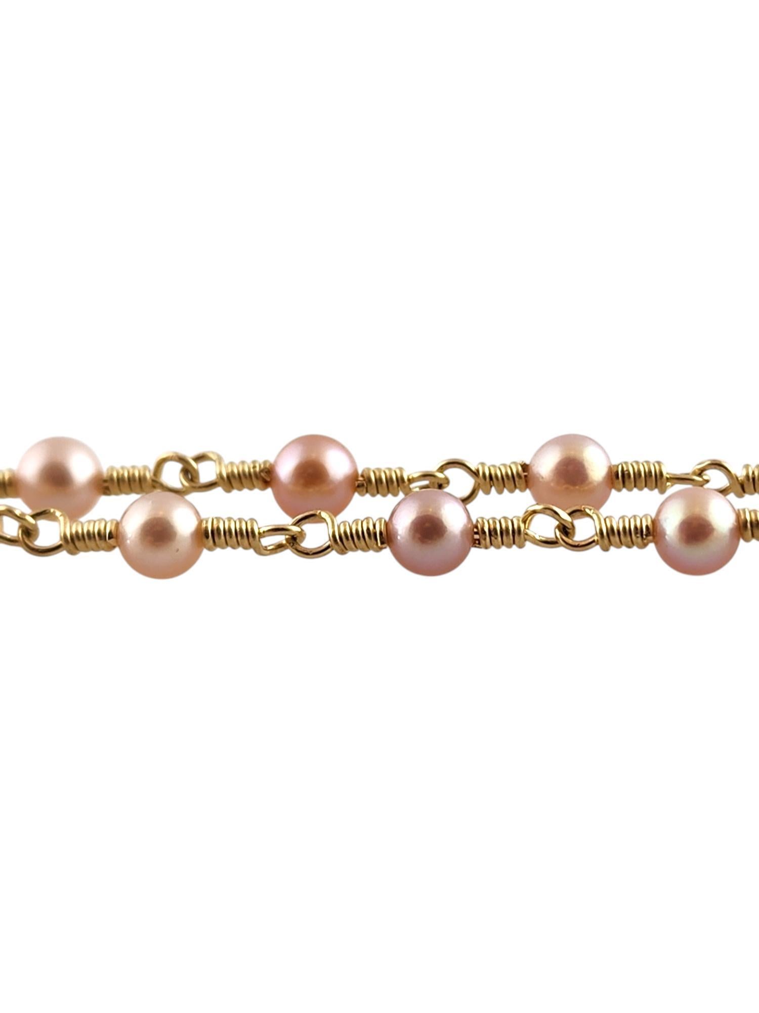 Contemporary 14 Karat Yellow Gold Pearl Drop Necklace #19336 For Sale