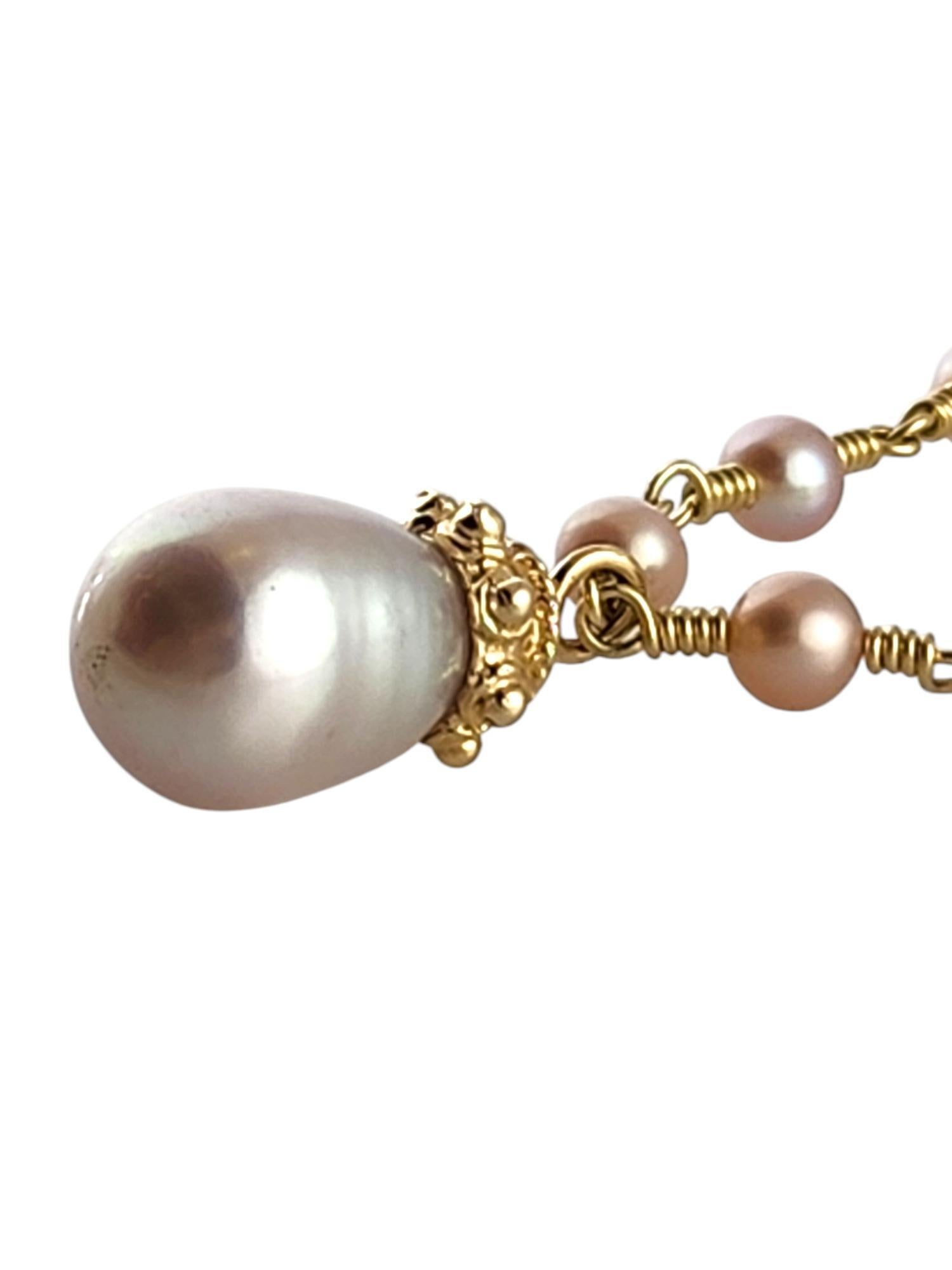 14 Karat Yellow Gold Pearl Drop Necklace #19336 In Good Condition For Sale In Washington Depot, CT