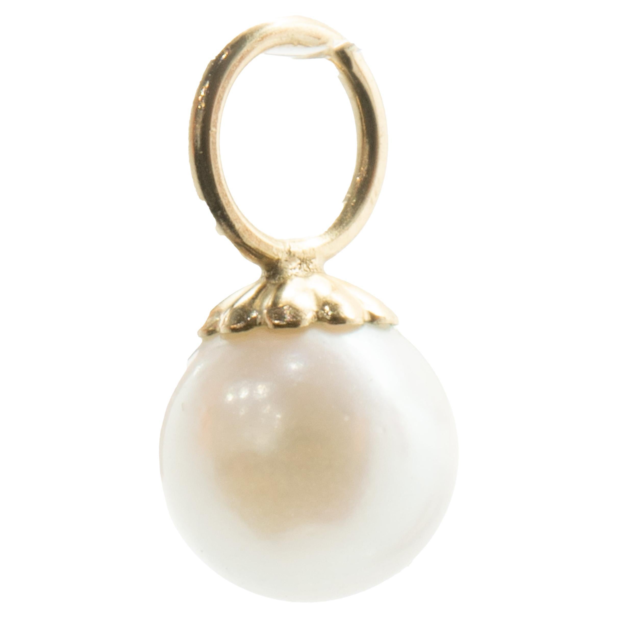 14 Karat Yellow Gold Pearl Earring Charms For Sale