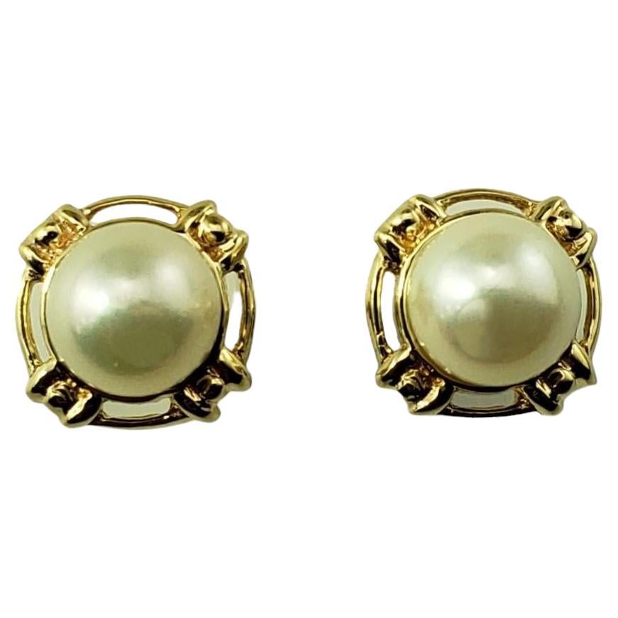 14 Karat Gelbgold Perlen-Ohrringe #15946 im Angebot