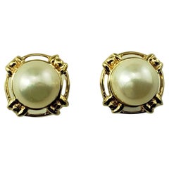 Vintage 14 Karat Yellow Gold Pearl Earrings #15946