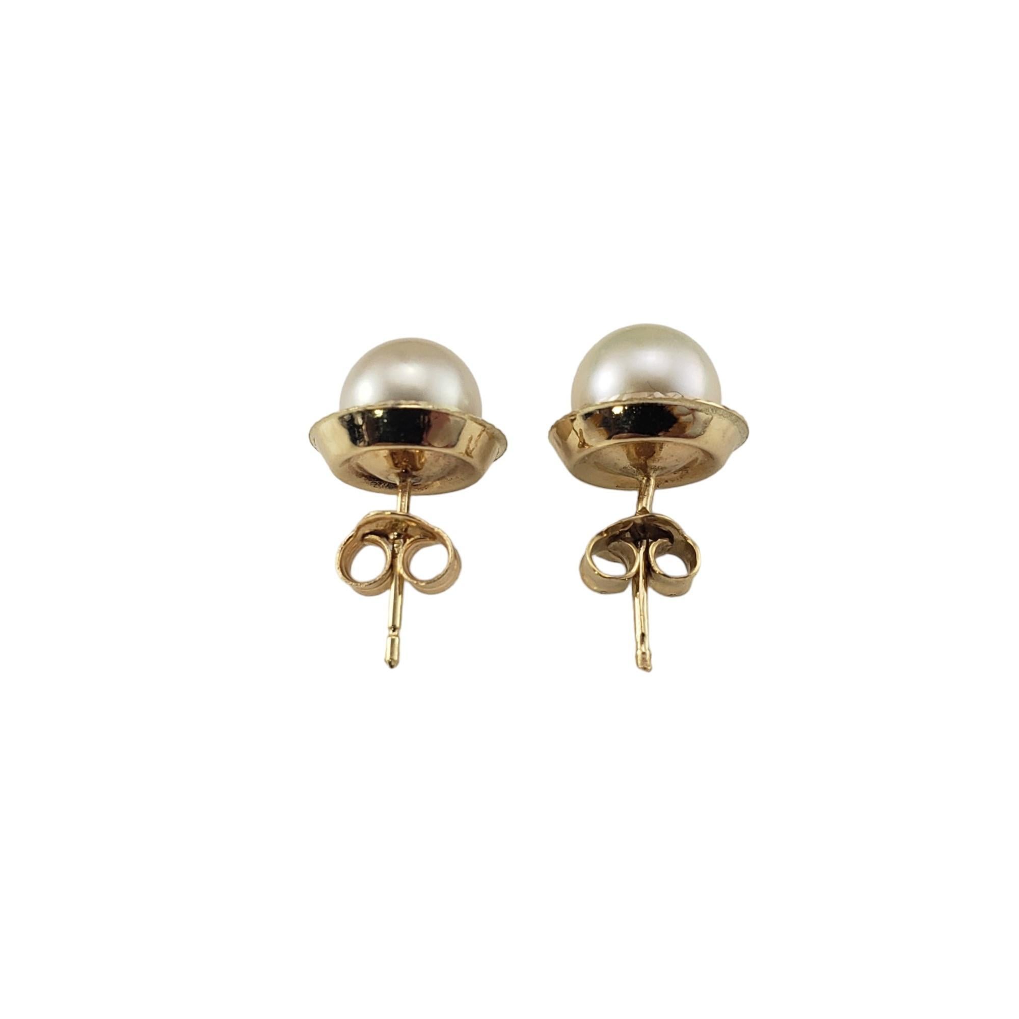 Women's 14 Karat Yellow Gold Pearl Earrings #16919 For Sale
