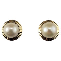 14 Karat Yellow Gold Pearl Earrings #16919