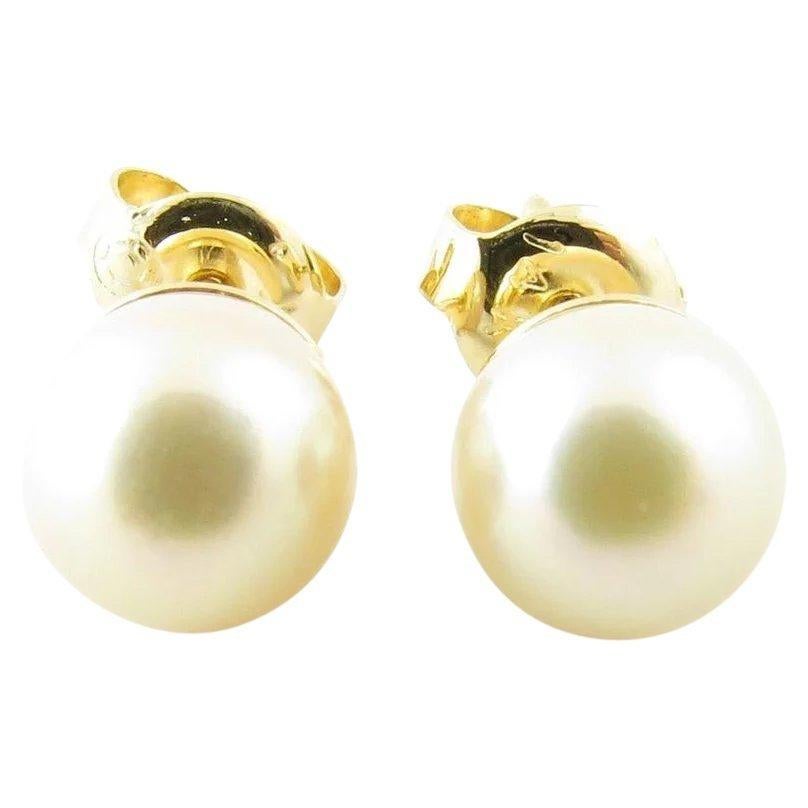 14 Karat Yellow Gold Pearl Earrings 1