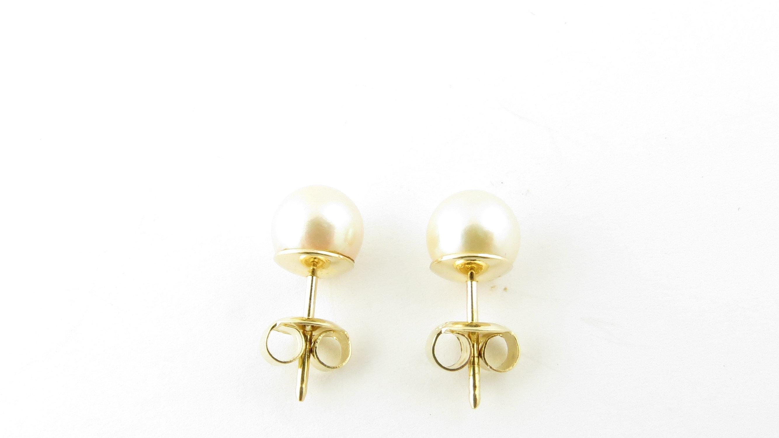 14 Karat Yellow Gold Pearl Earrings 2
