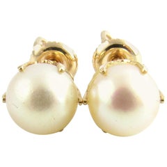 Vintage 14 Karat Yellow Gold Pearl Earrings