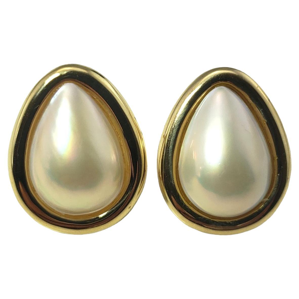  Boucles d'oreilles en or jaune 14 carats et perles en vente