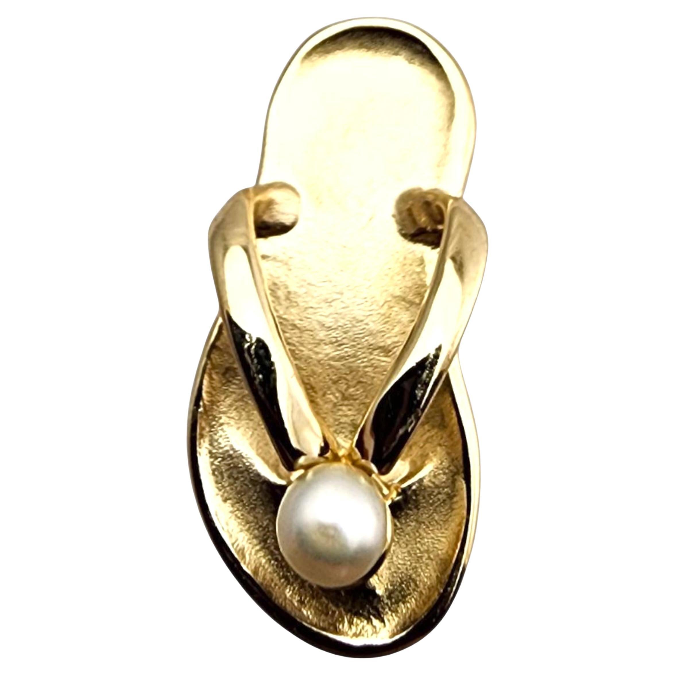 Ciondolo con perla in oro giallo 14 carati #23685 in vendita