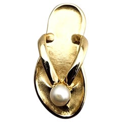 Pendentif en or jaune 14 carats avec perles #23685