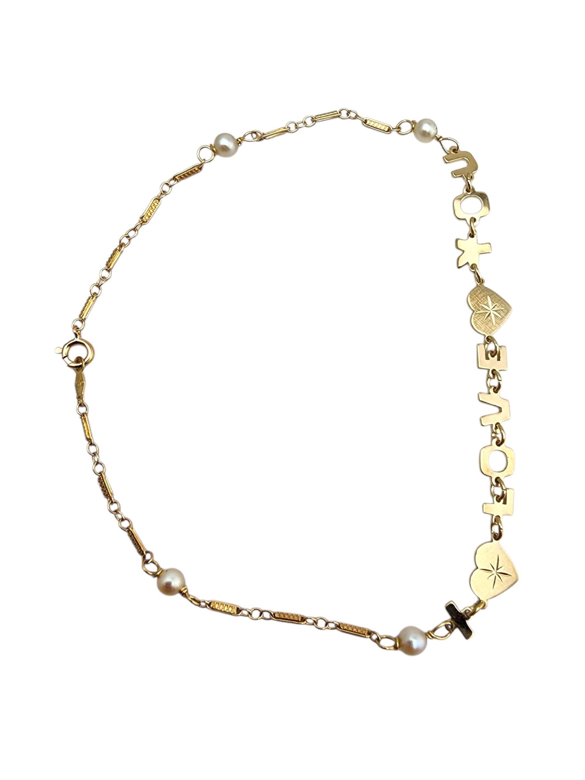 Contemporain Bracelet en or jaune 14 carats avec perles 