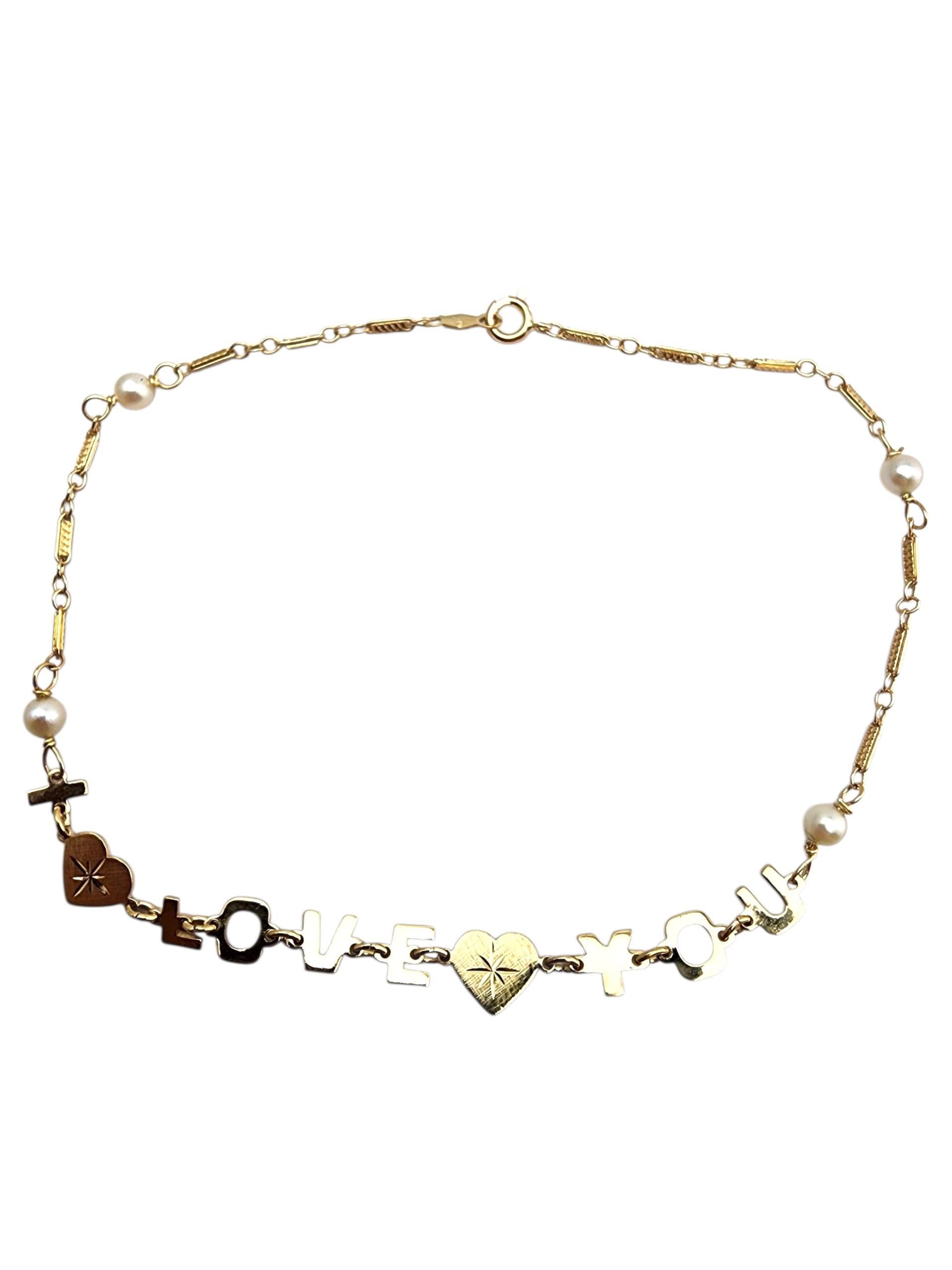 Bracelet en or jaune 14 carats avec perles 