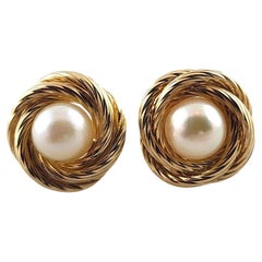 14 Karat Gelbgold Perlen-Knoten-Ohrringe #20971