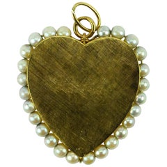 Colgante Encanto Corazón Grande Perla Oro Amarillo 14 Kilates