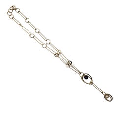 14 Karat Yellow Gold Pearl Large Link "Y" Necklace #21457