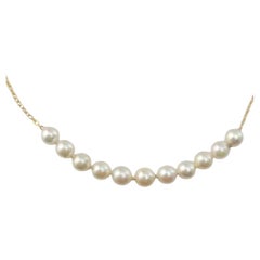 14 Karat Yellow Gold Pearl Necklace #21490