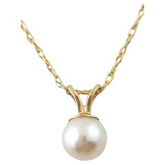 14 Karat Yellow Gold Pearl Pendant Necklace #17765