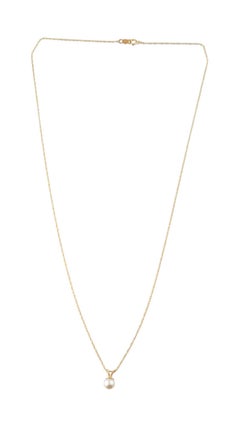 14 Karat Yellow Gold Pearl Pendant Necklace #19709