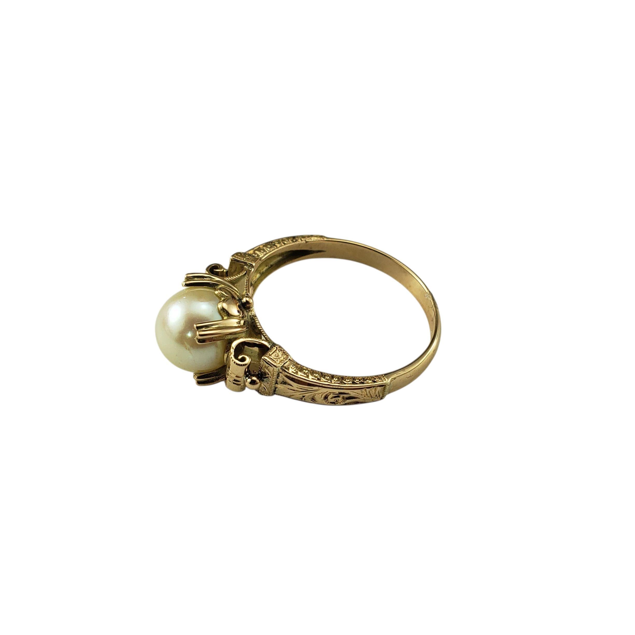 Anillo de perlas de oro amarillo de 14 quilates, tamaño 7,75 #22810 Corte redondo en venta