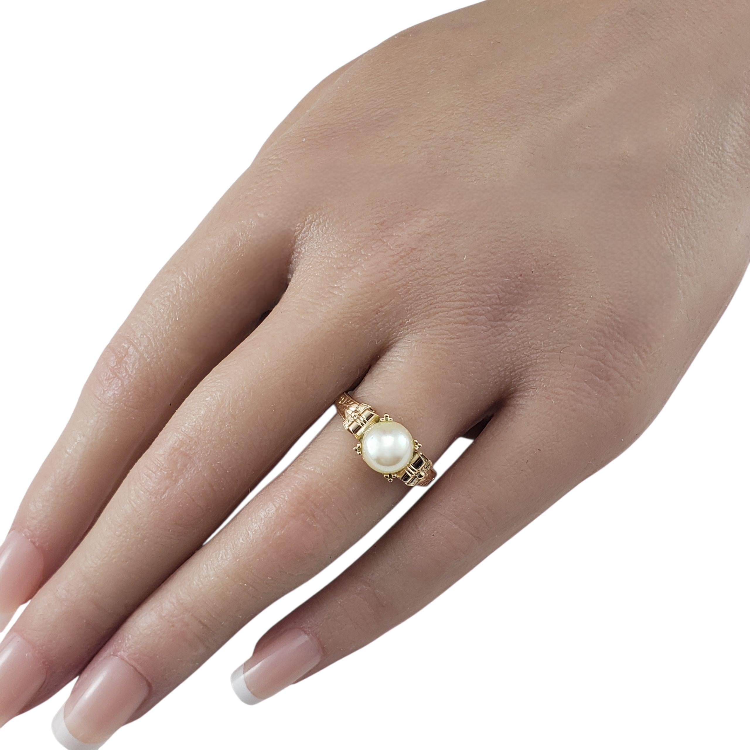 Anillo de perlas de oro amarillo de 14 quilates, tamaño 7,75 #22810 en venta 1