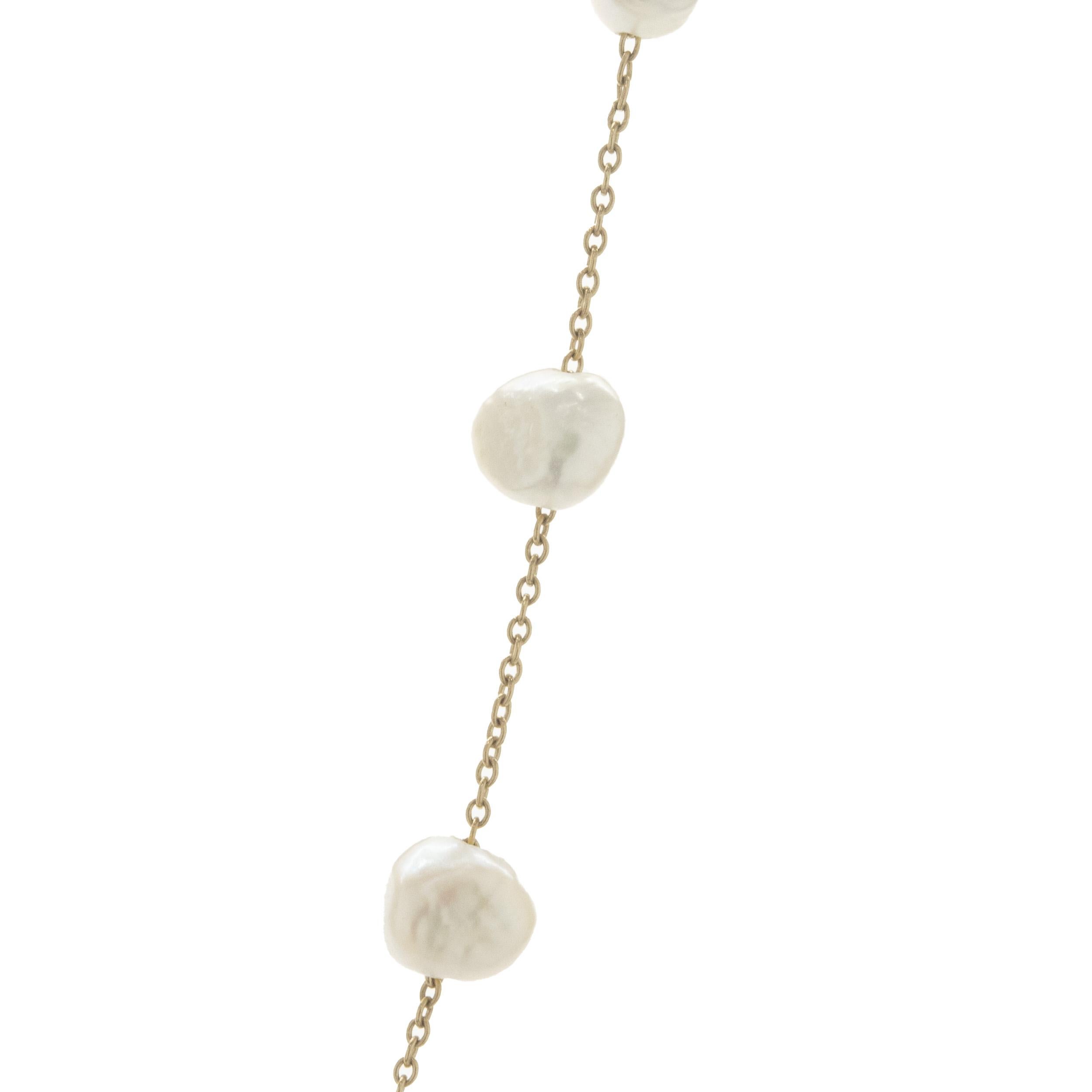 14 Karat Gelbgold Perlen-Halskette mit Station-Kragen im Zustand „Hervorragend“ im Angebot in Scottsdale, AZ