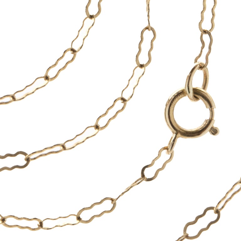14 Karat Yellow Gold Pearl Station Necklace with Carved Mother of Pearl ...