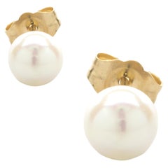 Boucles d'oreilles en or jaune 14 carats avec perles