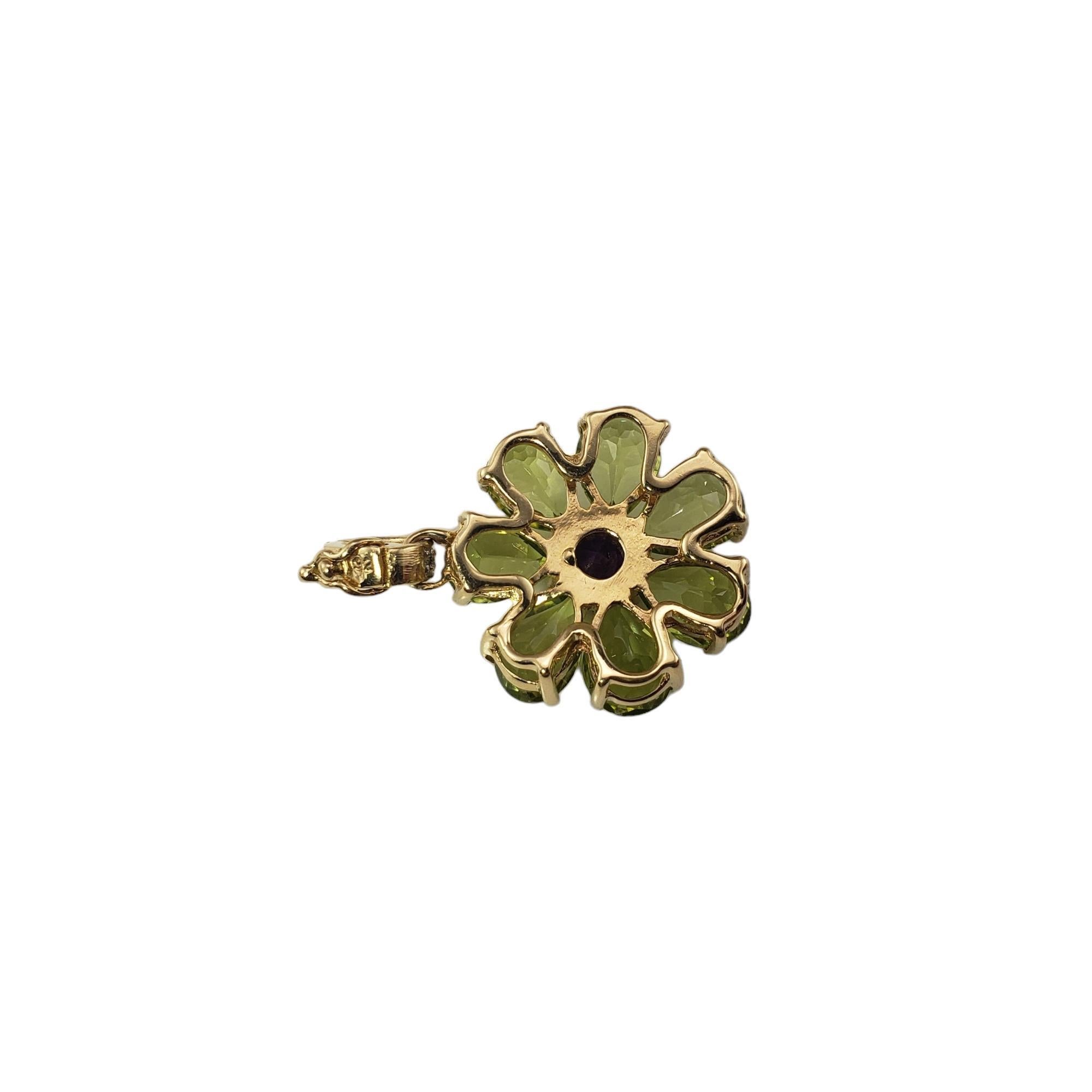 14 Karat Yellow Gold Peridot and Amethyst Quartz Flower Enhancer #15663 In Good Condition In Washington Depot, CT