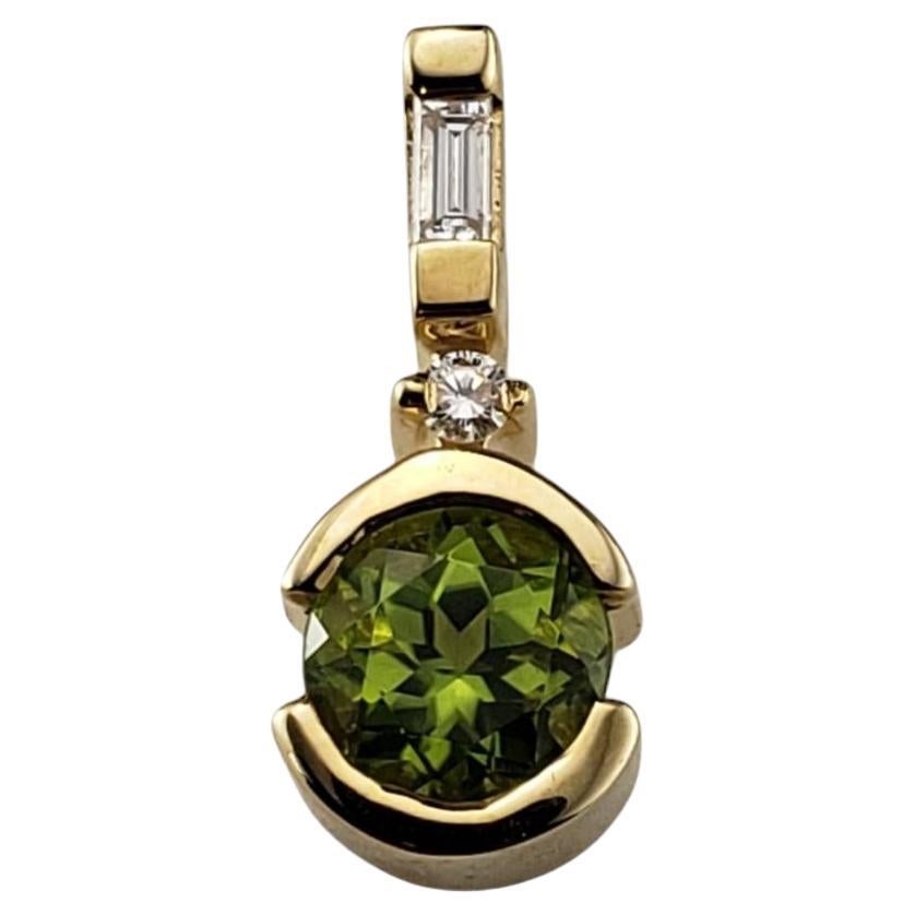 14 Karat Yellow Gold Peridot and Diamond Pendant #20282