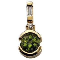 Pendentif en or jaune 14 carats avec péridot et diamant n°20282
