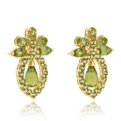 14 Karat Yellow Gold Peridot Drop Earrings