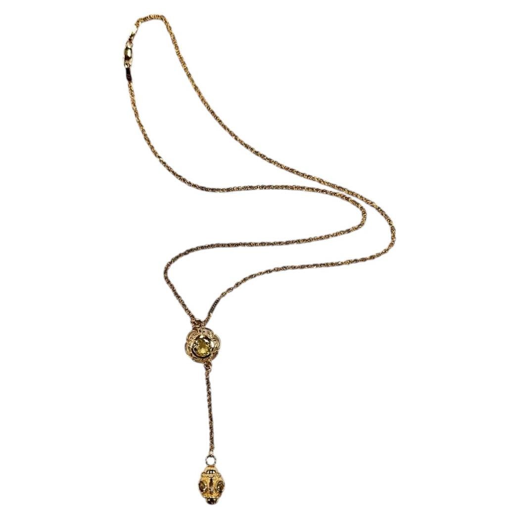 Collana a Y in oro giallo 14 carati con peridoto