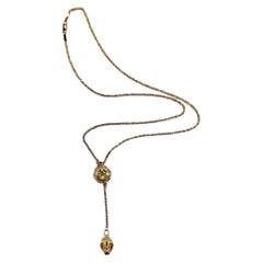 Collier en Y en or jaune 14 carats avec péridot