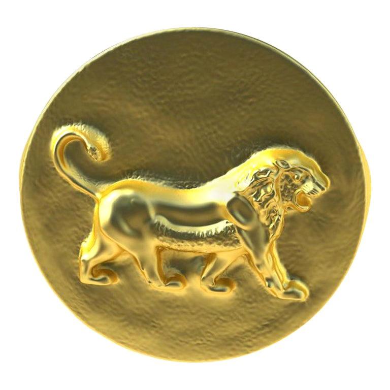 14 Karat Yellow Gold Persepolis Lion Signet Ring