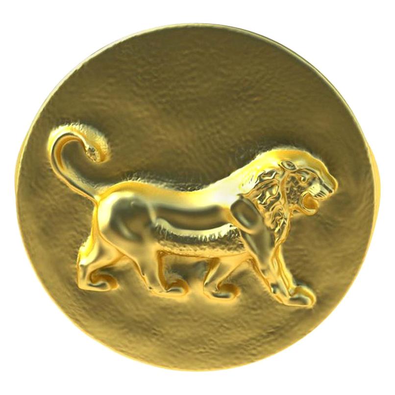For Sale:  14 Karat Yellow Gold Persepolis Lion Signet Ring
