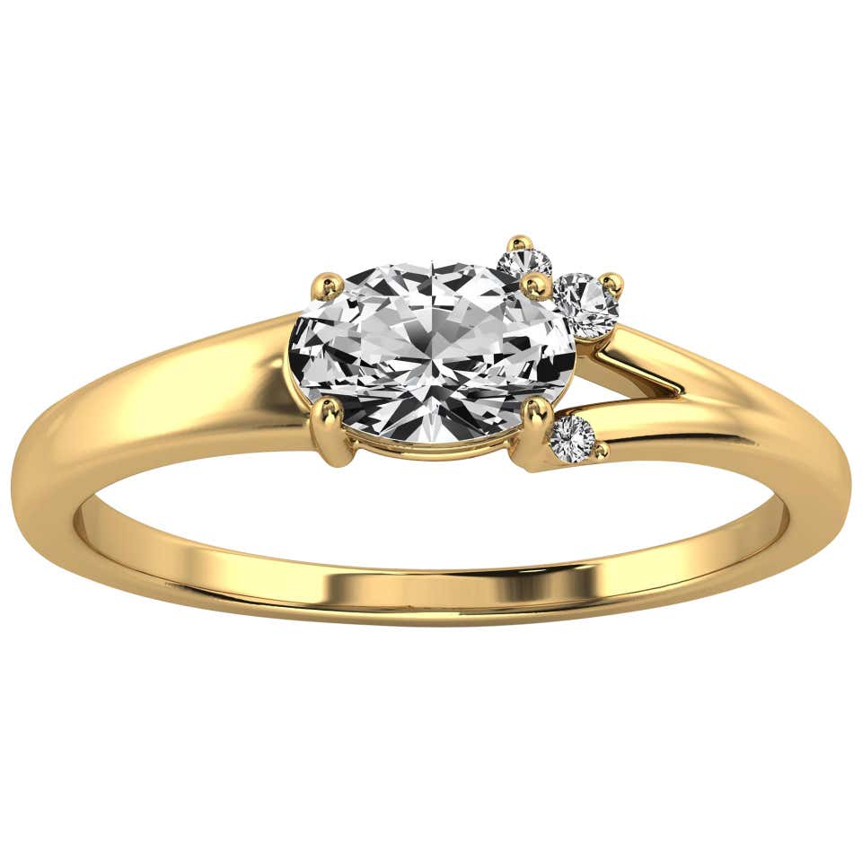 14k Yellow Gold Earthy Light Yellow Moissonite and Diamond Ring 'Center ...