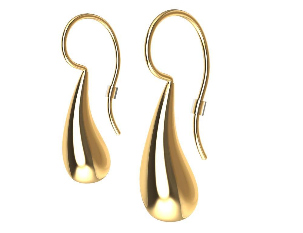14 Karat Yellow Gold Petite Teardrop Drop Earrings In New Condition For Sale In New York, NY