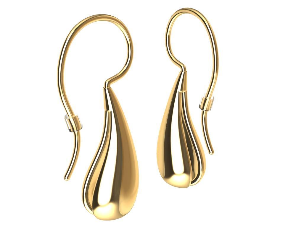 14 Karat Yellow Gold Petite Teardrop Drop Earrings For Sale 2