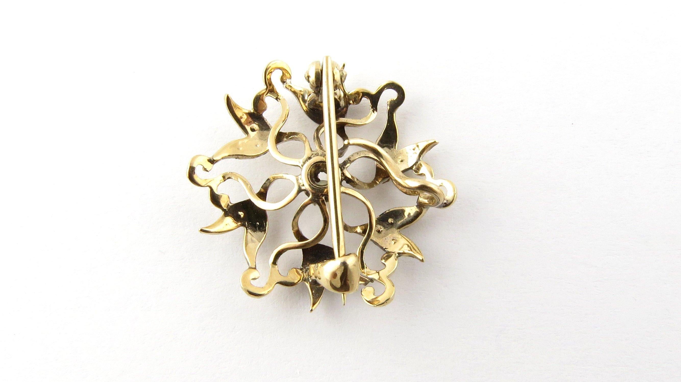 Women's 14 Karat Yellow Gold Pin with Seed Pearls