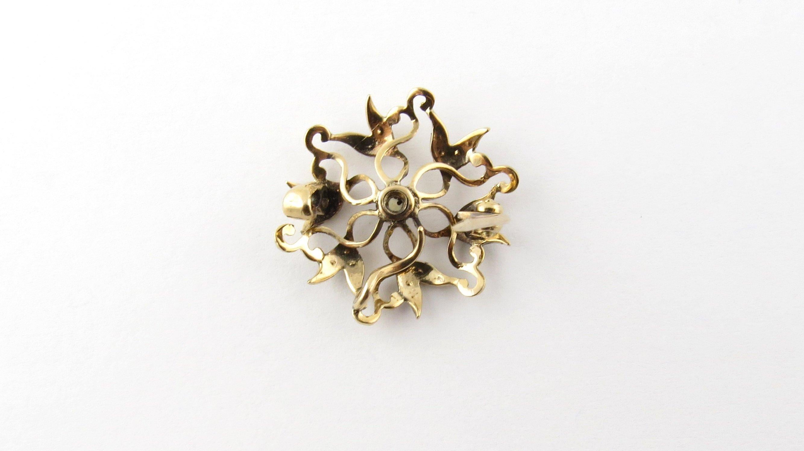 14 Karat Yellow Gold Pin with Seed Pearls 1