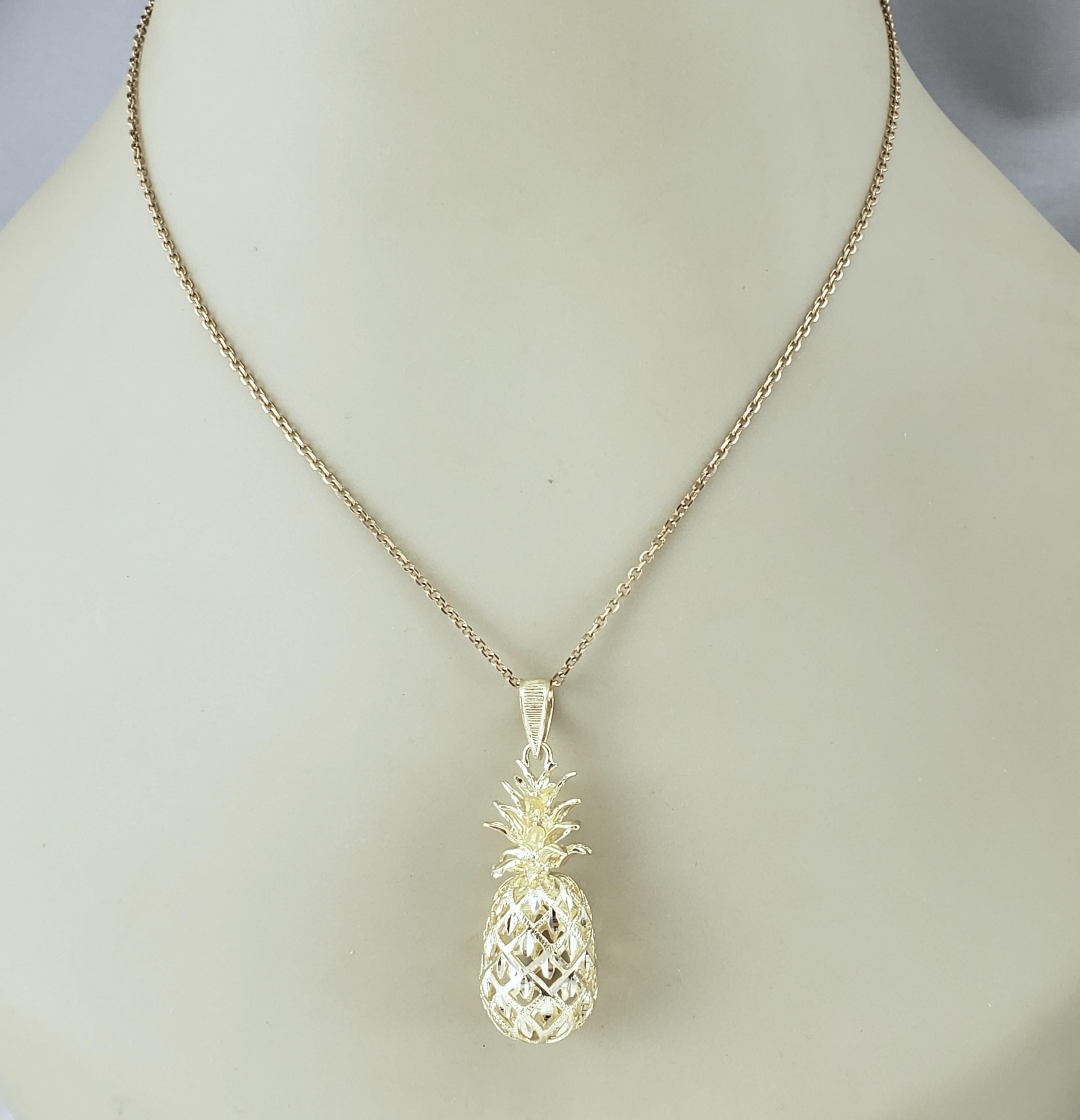 Pendentif ananas en or jaune 14 carats #19127 en vente 2