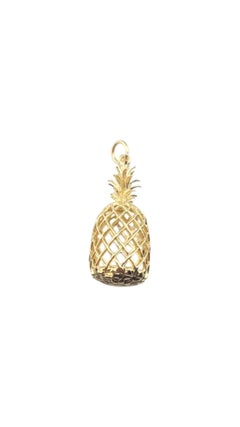 14 Karat Yellow Gold Pineapple with Green Stones Pendant #21150