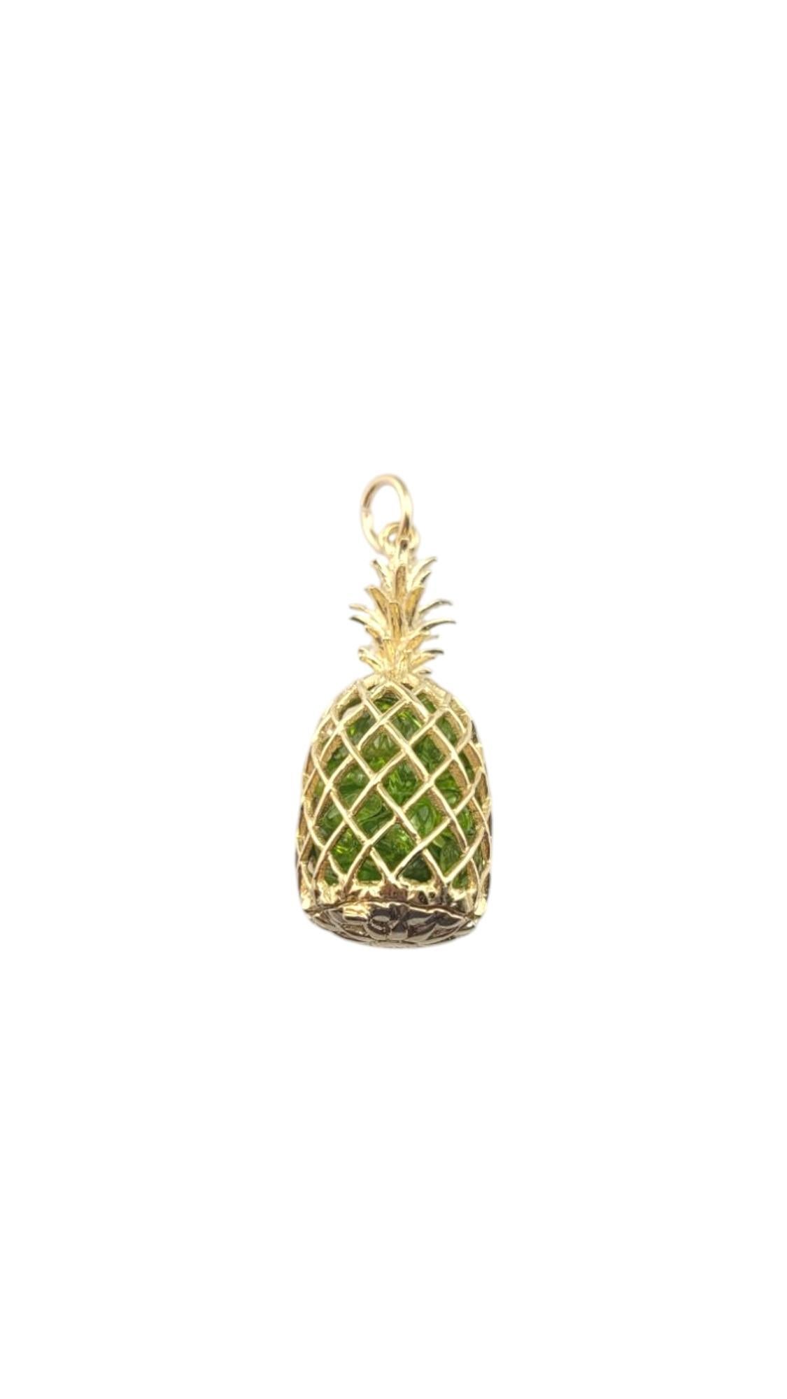 14 Karat Yellow Gold Pineapple with Green Stones Pendant #21150