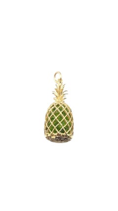 14 Karat Yellow Gold Pineapple with Green Stones Pendant #21150