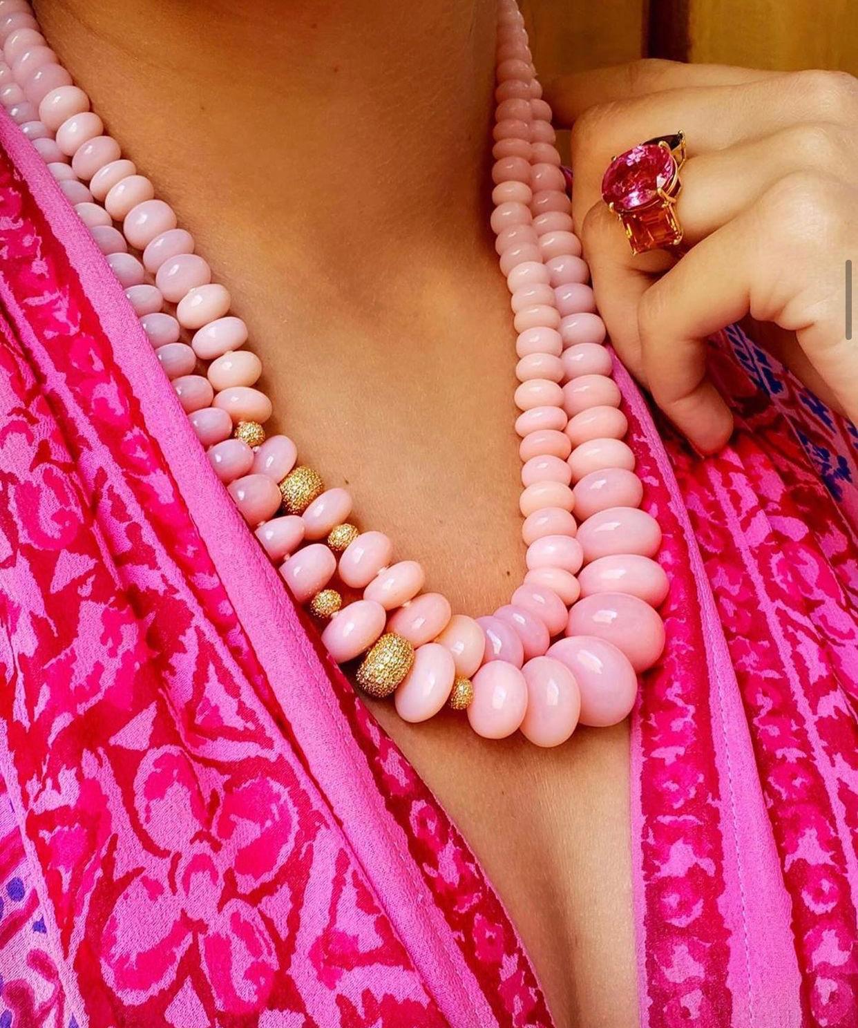 pink and white beaded necklace